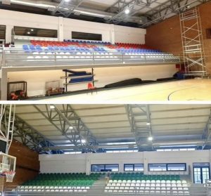 Sportska dvorana u Kosovskoj Mitrovici u Bojama srpske trobojke