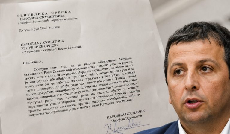 Vukanović prijavio da mu je radnik obezbjeđenja NSRS nanio fizičke povrede